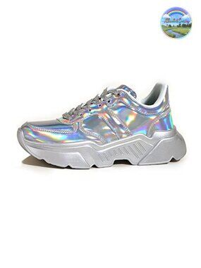 Platform Chunky Sneakers Vegan Leather Memory Foam Walking Shoes